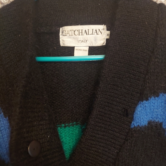 Gatchalian Italy 100% mohair absract geometric cardigan sweater med - Picture 4 of 6